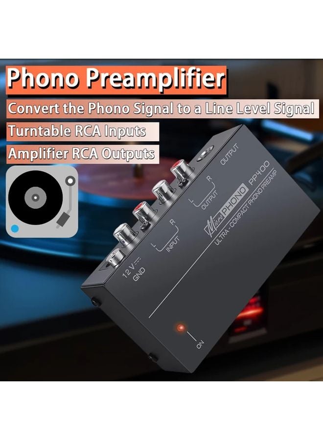 Phono Preamplifier PP400 Heavy Duty Metal Shell Turntable Preamp RCA Input Output USB Powered - Image 1
